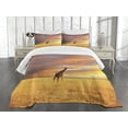 thumbnail image 1 of Ambesonne Giraffe Quilted Bedspread Set 3 Pcs, Wildlife, Queen Size, Yellow and Peach, 1 of 5