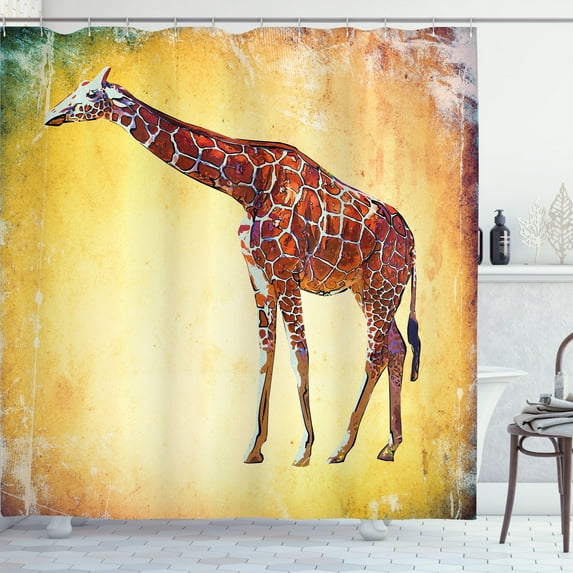 Ambesonne Giraffe Shower Curtain, Vintage Scenic, 69"Wx84"L, Multicolor