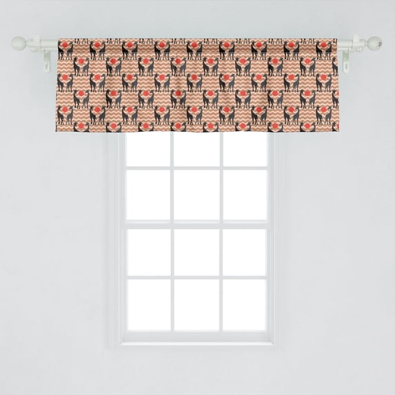 Ambesonne Giraffe Window Valance, Vintage Safari Savannah with Animal Silhouettes and Abstract Sunset on Zigzags, Curtain Valance for Kitchen Bedroom Decor with Rod Pocket, 54" X 18", Multicolor