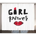 thumbnail image 1 of Ambesonne Girl Slogan Curtains 2 Panel Set, Lipstick in Text Design, 108" x 96", Charcoal Grey Vermilion, 1 of 3