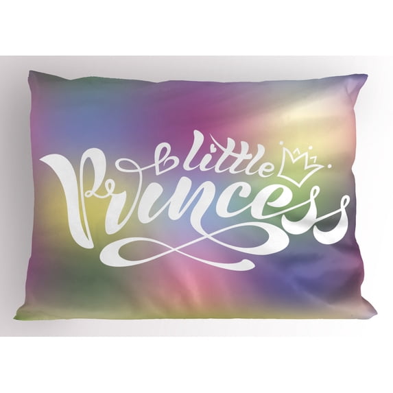 Ambesonne Girl Slogan Pillow Sham, Writing with a Crown, 36" X 20", Multicolor