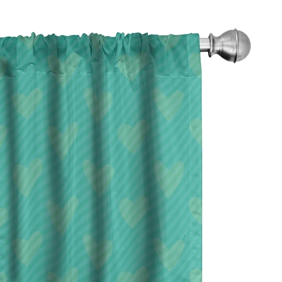 Ambesonne Girlish Window Curtains, Heart Shapes Over Seafoam, Each 28" W x 95" L, Sea Green and Seafoam