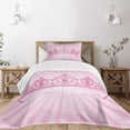 thumbnail image 1 of Ambesonne Girls Quilted Bedspread Set 2 Pcs, Pink Cartoon, Twin Size, Pink Pale Pink, 1 of 5