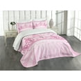 thumbnail image 1 of Ambesonne Girls Quilted Bedspread Set 3 Pcs, Pink Cartoon, King Size, Pink Pale Pink, 1 of 5
