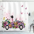 thumbnail image 1 of Ambesonne Girls Shower Curtain, Floral Car Butterflies, 69"Wx75"L, Multicolor, 1 of 5