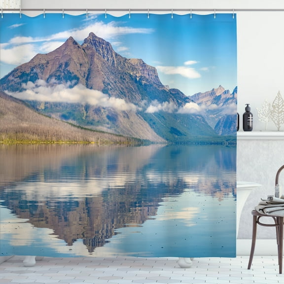 Ambesonne Glacier National Park Shower Curtain, Cloudy Scene, 69"Wx84"L, Multicolor