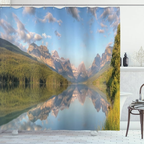 Ambesonne Glacier National Park Shower Curtain, Lake Scene, 69"Wx75"L, Multicolor