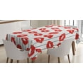 thumbnail image 1 of Ambesonne Glamour Tablecloth Rectangular Table Cover, Woman Lips Love Behind Bars, 52"x70", Scarlet White and Grey, 1 of 3