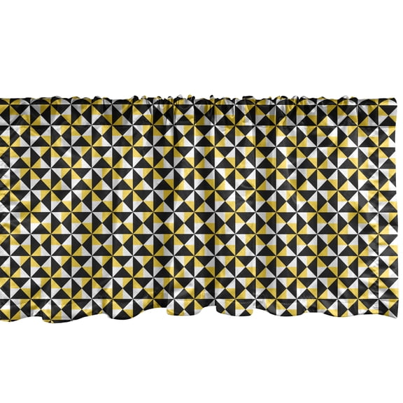 Ambesonne Glitch Window Valance, Bicolour Abstract Geometric, 42" x 12", Mustard Charcoal Grey