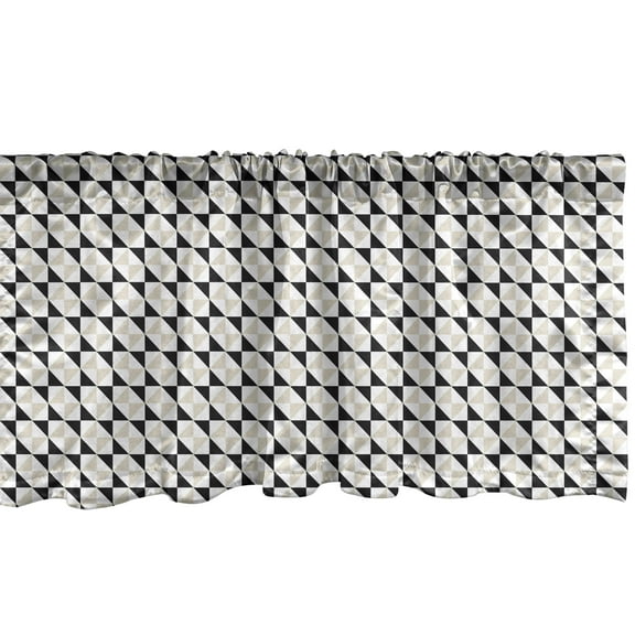 Ambesonne Glitch Window Valance, Vintage Mosaic Tiles Style Simplistic Abstract Repetitive Pattern, Curtain Valance for Kitchen Bedroom Decor with Rod Pocket, 54" X 12", Charcoal Grey Eggshell
