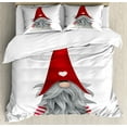 thumbnail image 1 of Ambesonne Gnome Duvet Cover Set, Finnish Creature Folklore, Queen, Ruby Pale Grey, 1 of 6
