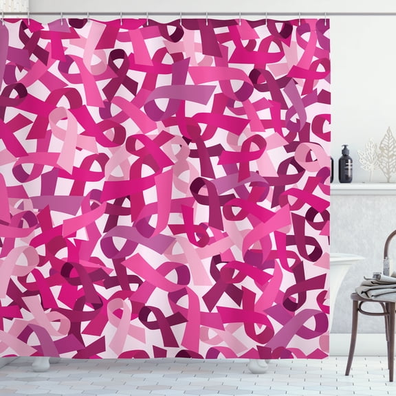 Ambesonne Go Pink Shower Curtain, Magenta Raising Awareness, 69"Wx70"L, Pale Fuchsia and Magenta