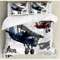 thumbnail image 1 of Ambesonne Going Away Party Decorations Retro Airplane Poster Inspired Bon Voyage Lets Travel Fly Duvet Cover Set, 1 of 3
