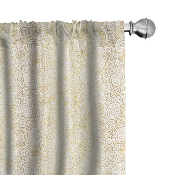 Ambesonne Golden Window Curtains, Spiral Pattern Oval Rings, Each 28" W x 84" L, Pale Coffee White