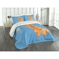thumbnail image 1 of Ambesonne Golden Retriever Quilted Bedspread Set 3 Pcs, I Love My Dog, Queen Size, Blue and Orange, 1 of 5