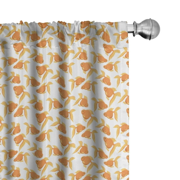 Ambesonne Goldfish Window Curtains, Exotic Aquarium Orange, Each 28" W x 63" L, Orange Pale Orange