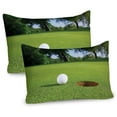 thumbnail image 1 of Ambesonne Golf Pillow Sham 2 Pack, Golf Ball Close to the Hole, 30"x20", Green White Caramel, 1 of 3