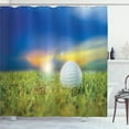 thumbnail image 1 of Ambesonne Golf Shower Curtain, Ball on the Teeing Ground Lawn, 69"Wx70"L, Lime Green Blue Yellow, 1 of 4