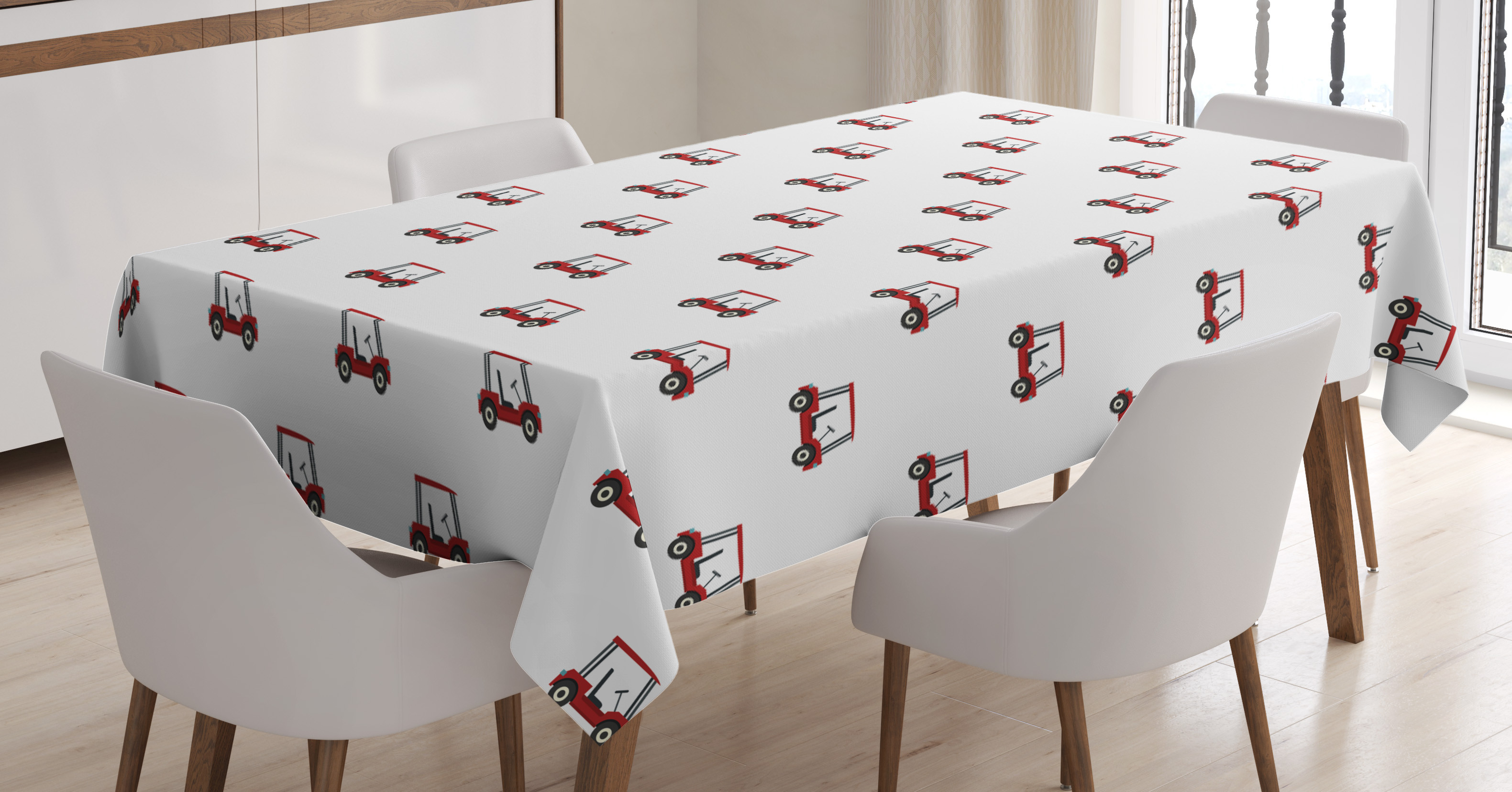 Ambesonne Golf Tablecloth Rectangular Table Cover, Carts Pattern