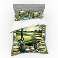 thumbnail image 1 of Ambesonne Golf Themed Bedding Set 4 Pcs, Classicism Painting, Queen, Fern Green Blue and Mustard, 1 of 2