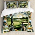 thumbnail image 1 of Ambesonne Golf Themed Duvet Cover Set, Classicism Painting, Calking, Fern Green Blue and Mustard, 1 of 6