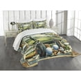 thumbnail image 1 of Ambesonne Golf Themed Quilted Bedspread Set 3 Pcs, Classicism Painting, Queen Size, Fern Green Blue and Mustard, 1 of 5