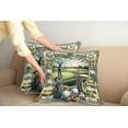thumbnail image 1 of Ambesonne Golf Themed Throw Pillow Cover Pack of 2, Classicism Painting, 2 Pcs-36"x36", Fern Green Blue and Mustard, 1 of 5