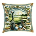 thumbnail image 1 of Ambesonne Golf Themed Throw Pillow Cushion Cover, Classicism Painting, 18" X 18", Fern Green Blue and Mustard, 1 of 2