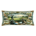 thumbnail image 1 of Ambesonne Golf Themed Throw Pillow Cushion Cover, Classicism Painting, 36" X 16", Fern Green Blue and Mustard, 1 of 2