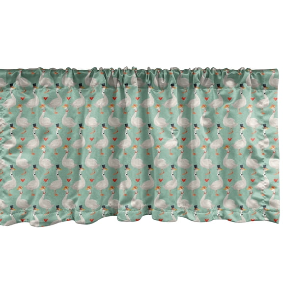 Ambesonne Goose Window Valance, Ladies and Gentlemen Geese, 42" x 12", Seafoam Coconut and Orange