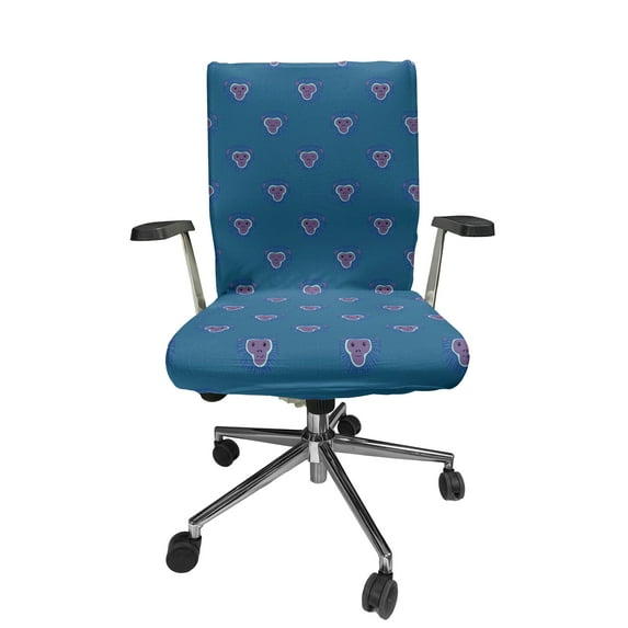 Ambesonne Gorilla Office Chair Cover Stretchable High Back, Pattern of Funny Ape Faces, Purple Dark Sky Blue