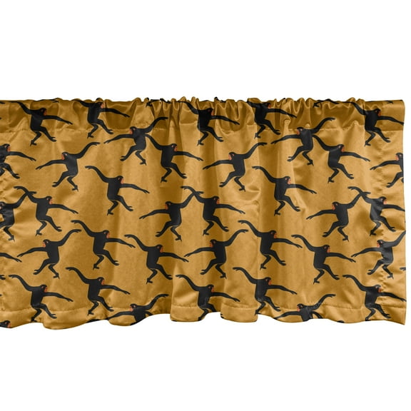 Ambesonne Gorilla Window Valance, Jumping Monkey Silhouettes, 54" X 12", Orange Grey