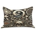 thumbnail image 1 of Ambesonne Gothic Art Knitted Quilt Pillowcover, Mushroom Skulls Occult, 36"x20", Eggshell and Charcoal Grey, 1 of 2