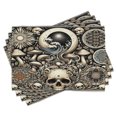 thumbnail image 1 of Ambesonne Gothic Art Place Mats Set of 4, Mushroom Skulls Occult, Standard Size, Eggshell and Charcoal Grey, 1 of 5