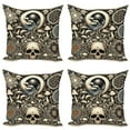 thumbnail image 1 of Ambesonne Gothic Art Throw Pillow Cover 4 Pack, Mushroom Skulls Occult, 18", Eggshell and Charcoal Grey, 1 of 7