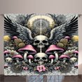 thumbnail image 1 of Ambesonne Gothic Curtains 2 Panel Set, Blushy Mushrooms Skull Wingy, 108" x 96", Pink Grey Yellow Mustard, 1 of 2