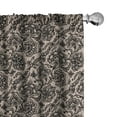 thumbnail image 1 of Ambesonne Gothic Curtains, Flowers Butterflies Lace, Pair of 28"x84", Tan Black, 1 of 5