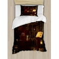 thumbnail image 1 of Ambesonne Gothic Duvet Cover Sets, Magicians with Skulls, 2-Twin, Brunette Brown, 1 of 4