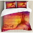 thumbnail image 1 of Ambesonne Gothic Duvet Cover Sets, Medieval Castle Kingdom, 2-King, Orange Purple, 1 of 7