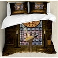 thumbnail image 1 of Ambesonne Gothic Duvet Cover Sets, Pentagram Magic Candles, 2-King, Olive Green Mustard, 1 of 7