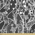 thumbnail image 1 of Ambesonne Gothic Fabric by the Yard Upholstery, Vintage Roses Hearts, 3 Yards, Black White, 1 of 4