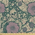 thumbnail image 1 of Ambesonne Gothic Fabric by the Yard Upholstery, Witchy Goth Skull Pattern, 2 Yards, Pale Lilac Champagne and Teal, 1 of 1