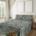 thumbnail image 1 of Ambesonne Gothic Fitted & Flat Sheet with Sham 3 Pcs Set, Witchy Goth Skull Pattern, Twin XL, Pale Lilac Champagne and Teal, 1 of 5