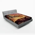 thumbnail image 1 of Ambesonne Gothic Fitted Sheet, Fantasy Castle Village, Queen Size, Purple Cream, 1 of 3
