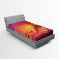 thumbnail image 1 of Ambesonne Gothic Fitted Sheet, Medieval Castle Kingdom, Twin XL Size, Orange Purple, 1 of 2