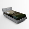 thumbnail image 1 of Ambesonne Gothic Fitted Sheet, Old Village and Grave, Twin XL Size, Beige Green, 1 of 2