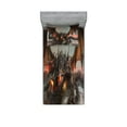 thumbnail image 1 of Ambesonne Gothic Fitted Sheet & Pillow Sham Set, Dragon Monster, Twin, Brown Grey, 1 of 2