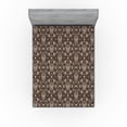 thumbnail image 1 of Ambesonne Gothic Fitted Sheet, Retro Rococo Skull Pattern, Full Size, Pale Grey Umber, 1 of 5