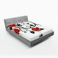 thumbnail image 1 of Ambesonne Gothic Fitted Sheet, Swirling Roses Garden, King Size, Vermilion Black White, 1 of 3