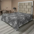 thumbnail image 1 of Ambesonne Gothic Flat Bedding Sheet Soft Top Sheet, Achromatic Skulls Flowers, Queen, Charcoal Grey and White, 1 of 1